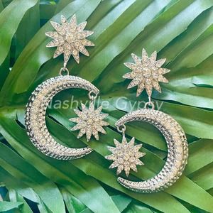 SOLD OUT “Nancy" Crescent Moon & Pointed Star Earrings